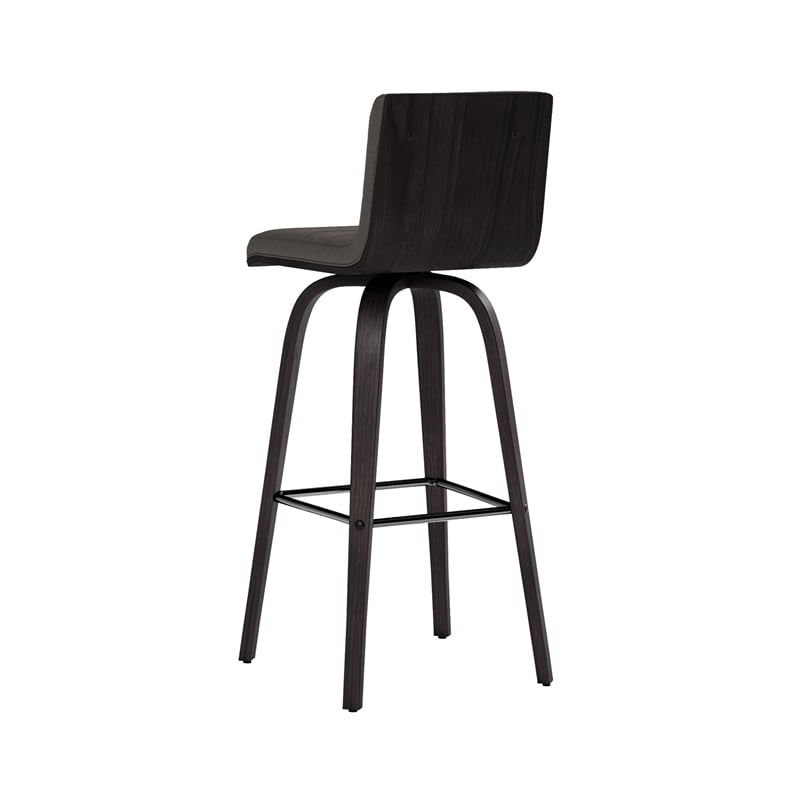 Armen Living Vienna Modern Faux Leather Swivel Barstool in Gray/Brushed Black