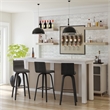 Armen Living Vienna Modern Faux Leather Swivel Barstool in Gray/Brushed Black