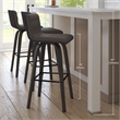 Armen Living Vienna Modern Faux Leather Swivel Barstool in Gray/Brushed Black