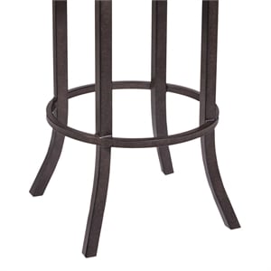 Armen Living Tahiti 26&quot Faux Leather Counter Stool in Brown & Brushed Silver