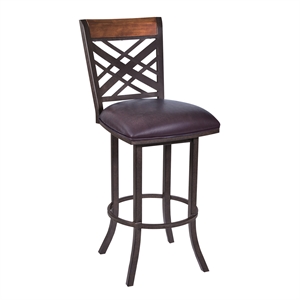 Armen Living Tahiti 30&quot Modern Faux Leather Barstool in Brown