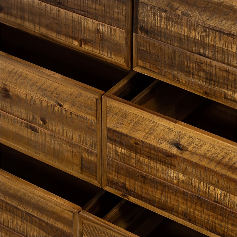 Armen Living Cusco 6-Drawer Modern Wood Dresser in Acacia Brown
