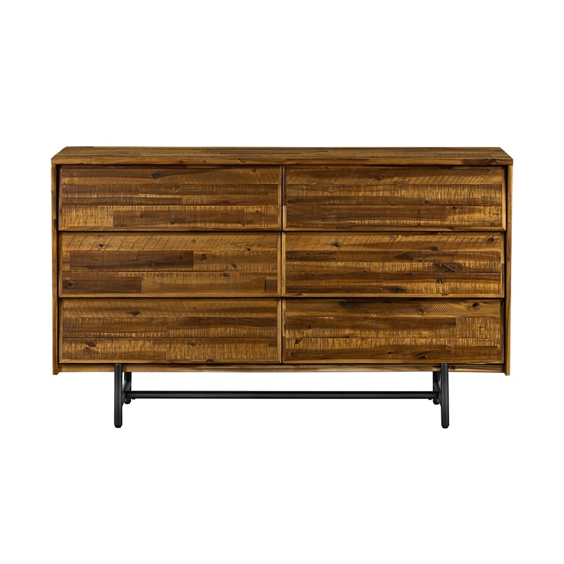 Armen Living Cusco 6-Drawer Modern Wood Dresser in Acacia Brown