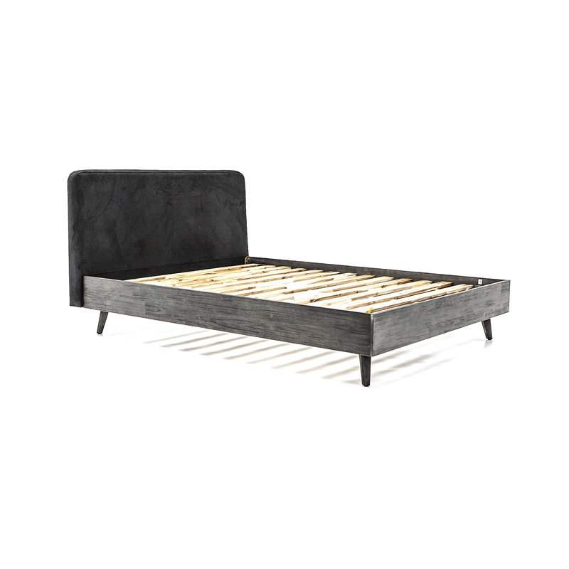Armen Living Mohave Mid-Century Wood King Platform Bed in Tundra Gray