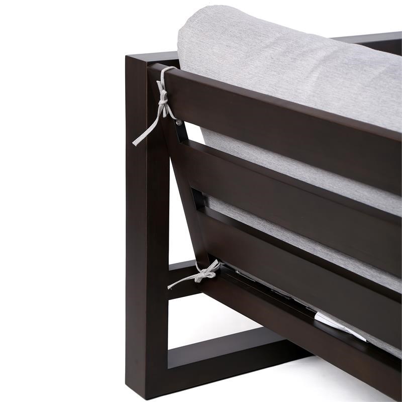 Armen Living Paradise Wood Outdoor Patio Lounge Chair in Dark Wood/Light Gray