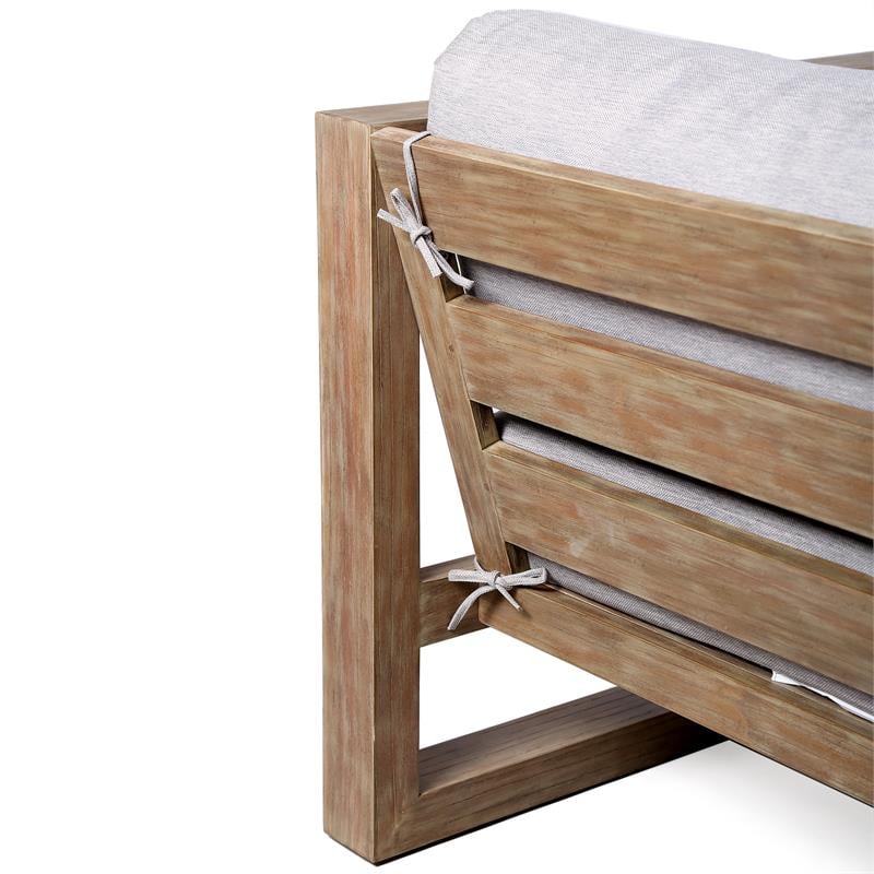 Armen Living Paradise Wood Outdoor Patio Lounge Chair in Natural/Light Gray