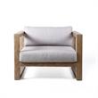 Armen Living Paradise Wood Outdoor Patio Lounge Chair in Natural/Light Gray