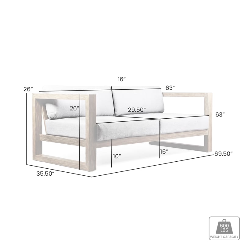 Armen Living Paradise Wood Outdoor Patio Lounge Chair in Natural/Light Gray