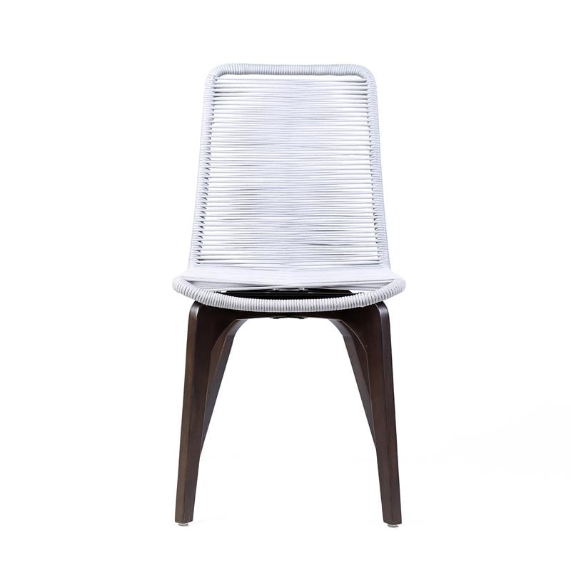 Armen Living Island Wood Outdoor Patio Dining Chair in Gray/Brown (Set of 2)