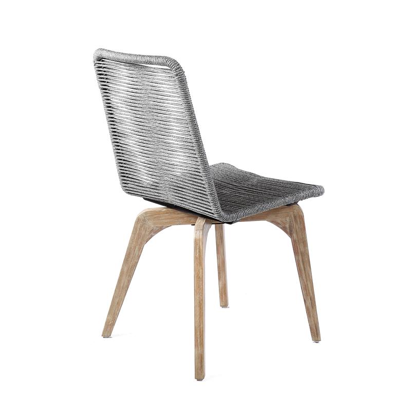 Armen Living Island Wood Outdoor Patio Dining Chair in Gray/Natural (Set of 2)