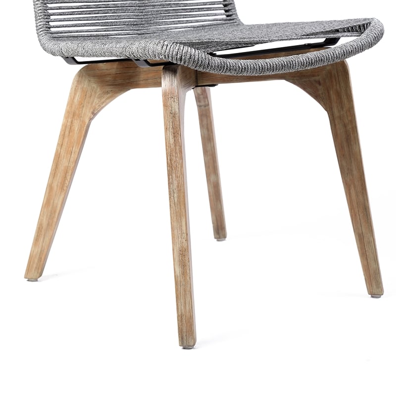 Armen Living Island Wood Outdoor Patio Dining Chair in Gray/Natural (Set of 2)