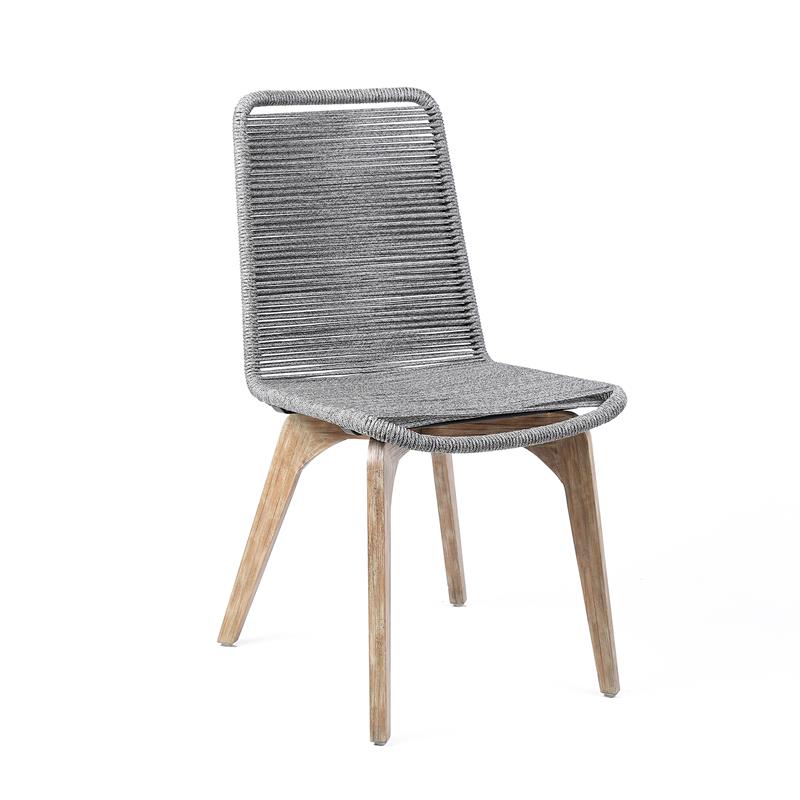 Armen Living Island Wood Outdoor Patio Dining Chair in Gray/Natural (Set of 2)