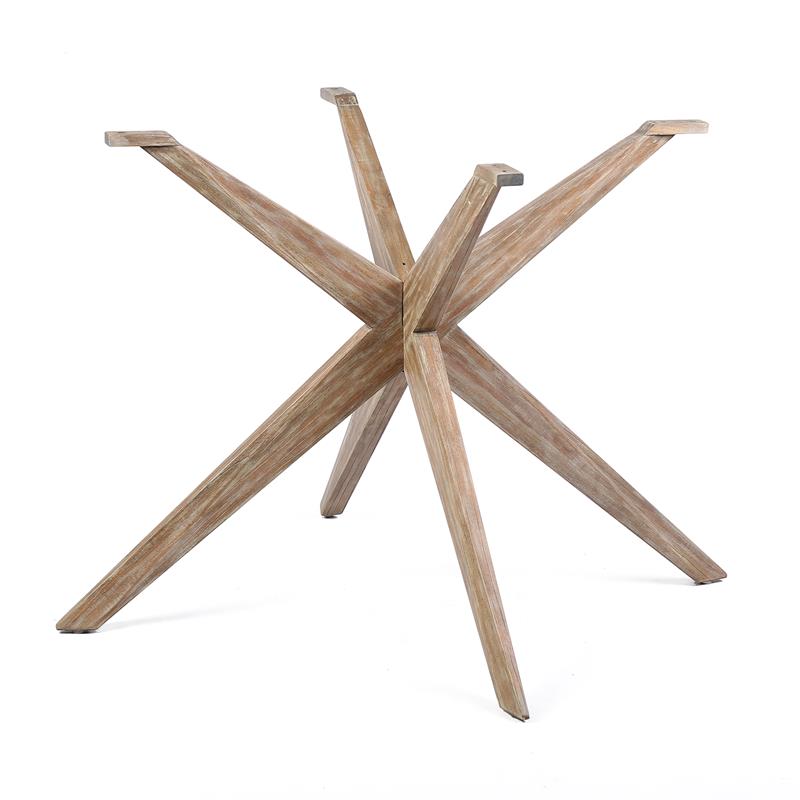 Armen Living Oasis Outdoor Wood and Stone Round Dining Table in Natural