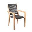 Armen Living Madsen Wood Outdoor Patio Arm Chair in Dark Gray/Natural (Set of 2)