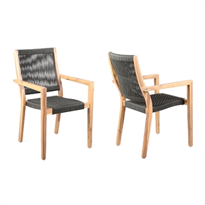 armen living madsen rope patio dining arm chair in charcoal (set of 2)