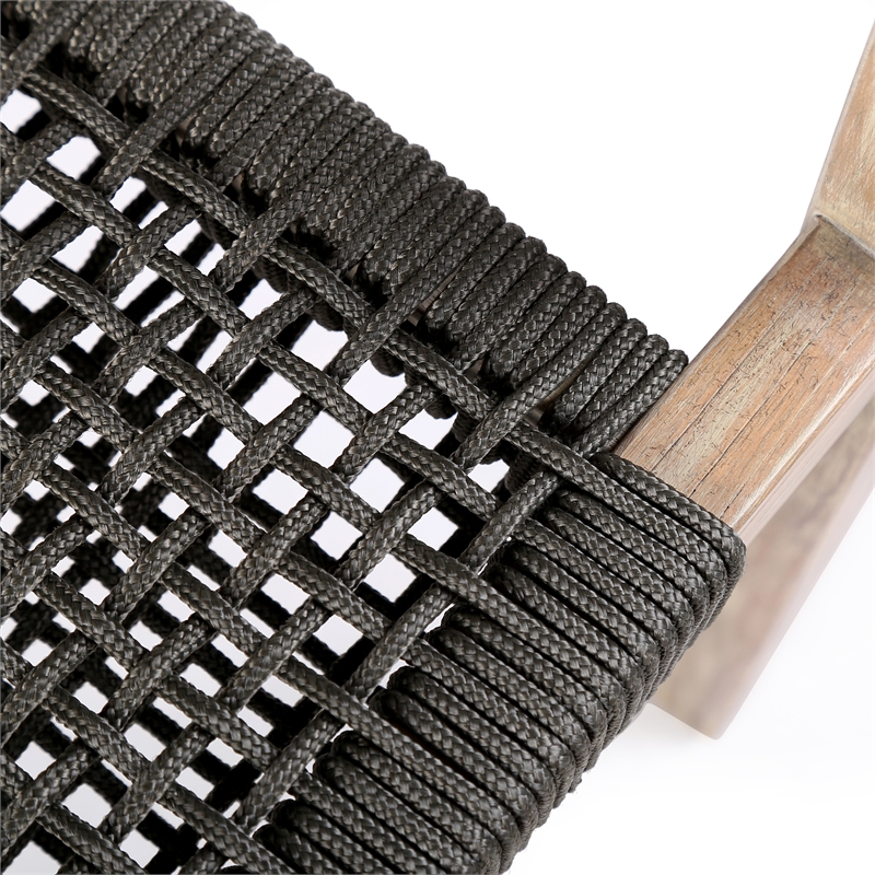 Armen Living Madsen Wood Outdoor Patio Arm Chair in Dark Gray/Teak (Set of 2)