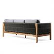 Armen Living Sienna Modern Wood & Fabric Outdoor Patio Sofa in Natural/Gray
