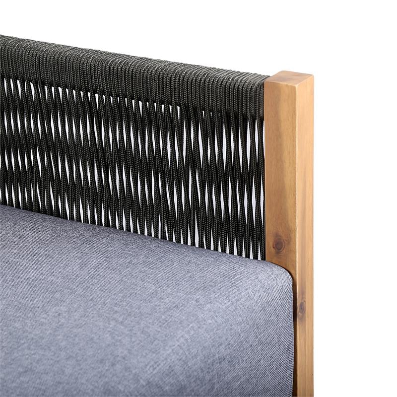 Armen Living Sienna Modern Wood & Fabric Outdoor Patio Sofa in Natural/Gray