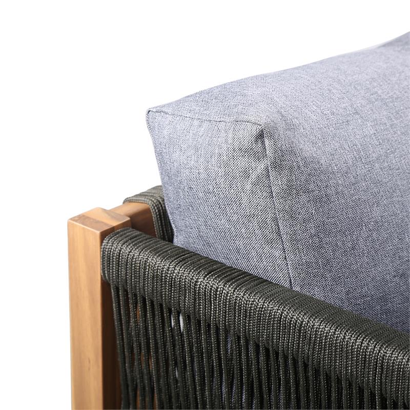 Armen Living Sienna Modern Wood & Fabric Outdoor Patio Sofa in Natural/Gray