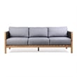 Armen Living Sienna Modern Wood & Fabric Outdoor Patio Sofa in Natural/Gray