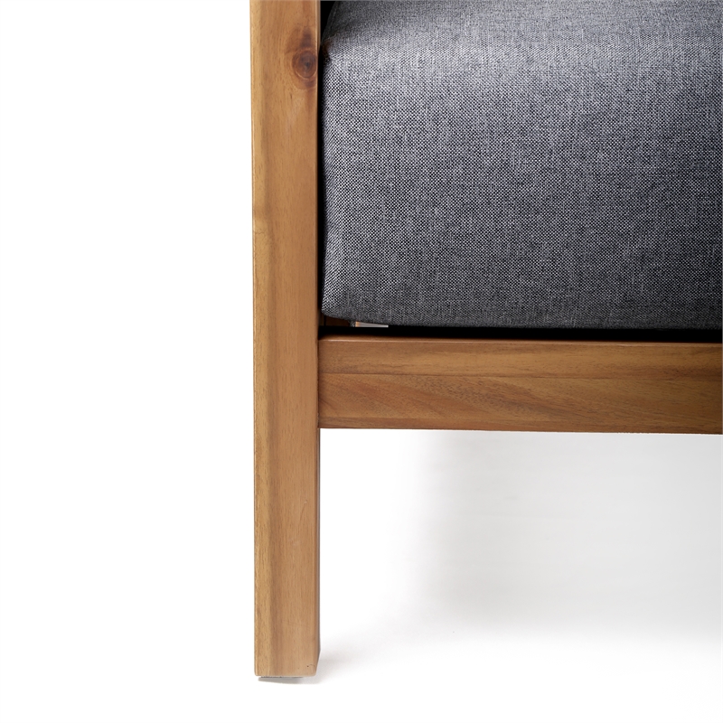 Armen Living Sienna Modern Wood & Fabric Outdoor Patio Sofa in Natural/Gray