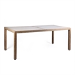 Armen Living Sienna Wood and Stone Outdoor Patio Dining Table in Teak