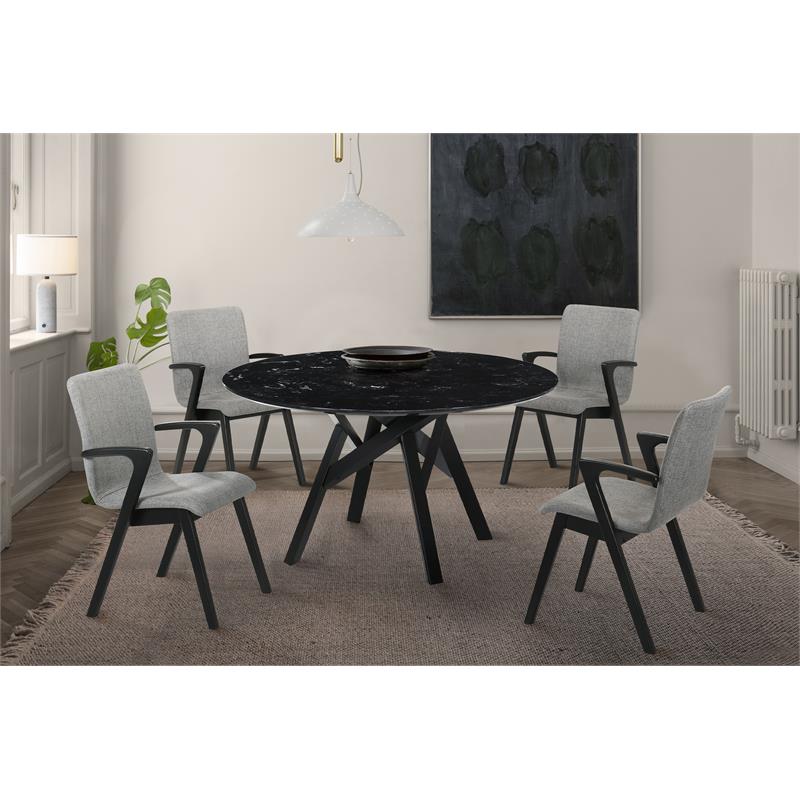 Armen Living Venus Varde 5-Piece Wood Dining Table and Chair Set in Black/Gray