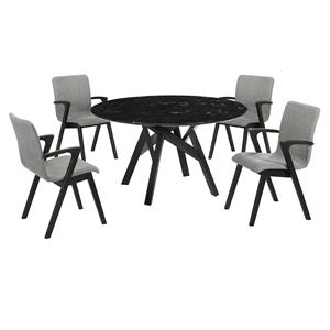 venus varde 5 piece black dining table and chair set