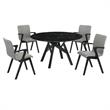 Armen Living Venus Varde 5-Piece Wood Dining Table and Chair Set in Black/Gray