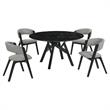 Armen Living Venus Rowan 5PC Wood Dining Table and Chair Set in Black/Gray