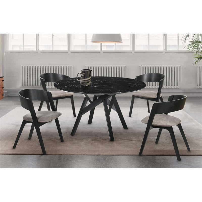 Armen Living Venus Jackie 5PC Wood Dining Table and Chair Set in Black/Gray