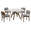 Armen Living Venus Lima 5-Piece Wood Dining Table & Chair Set in Walnut/Gray