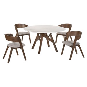 Armen Living Venus Jackie 5-Piece Wood Dining Table & Chair Set in Walnut/Gray