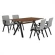 Armen Living Laredo Varde 5PC Wood Dining Table and Chair Set in Black/Gray