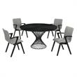 Armen Living Cirque Varde 5-Piece Wood Dining Table and Chair Set in Black/Gray