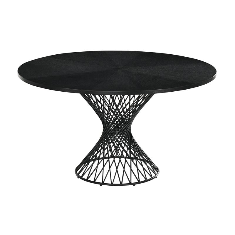 Armen Living Cirque Polly 5-Piece Wood Dining Table and Chair Set in Black/Gray