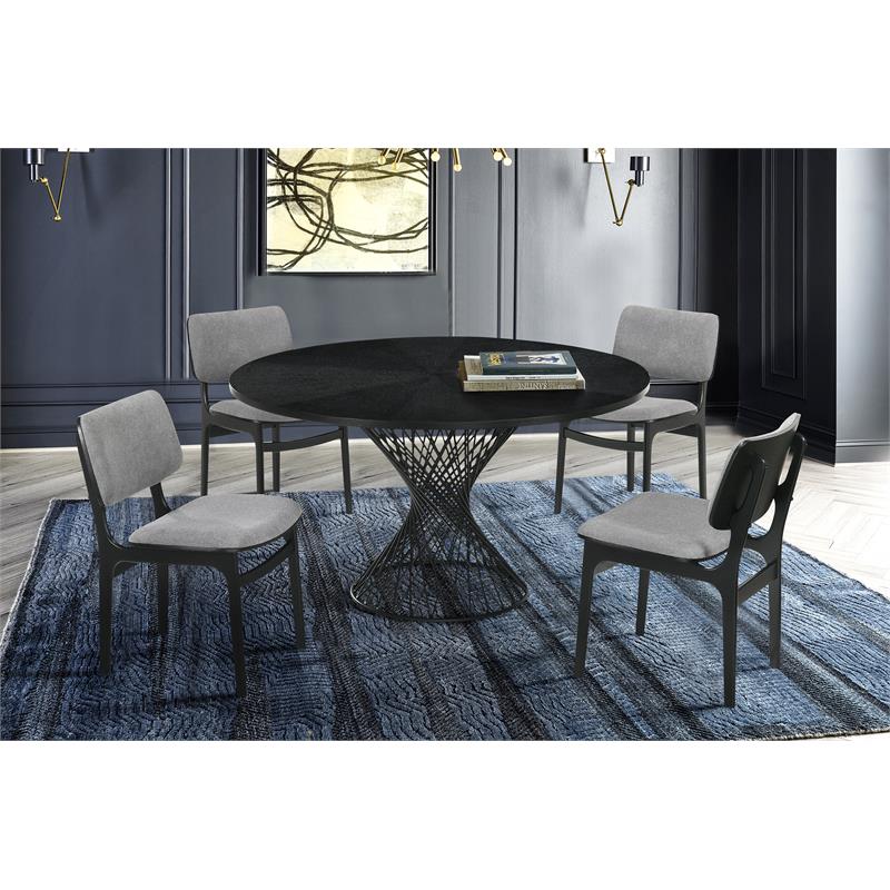 Armen Living Cirque Lima 5-Piece Wood Dining Table and Chair Set in Black/Gray