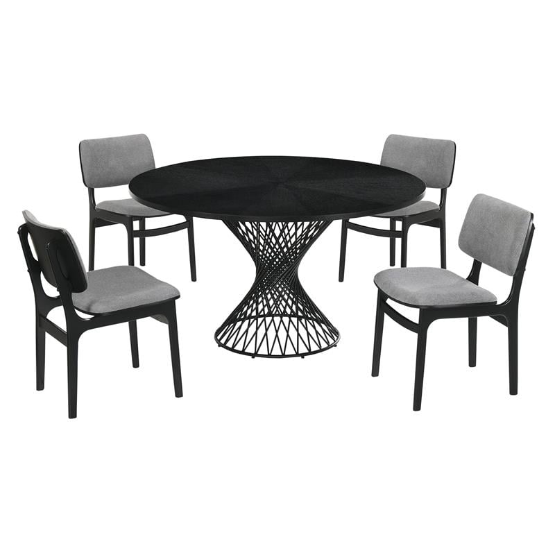 Armen Living Cirque Lima 5-Piece Wood Dining Table and Chair Set in Black/Gray