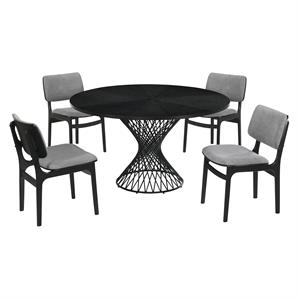 Armen Living Cirque Lima 5-Piece Wood Dining Table and Chair Set in Black/Gray