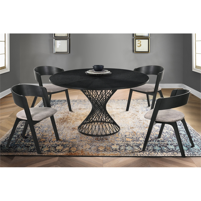 Armen Living Cirque Lima 5-Piece Wood Dining Table and Chair Set in Black/Gray