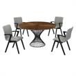 Armen Living Cirque Varde 5-Piece Wood Dining Table & Chair Set in Walnut/Gray