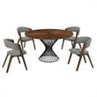 Armen Living Cirque Rowan 5-Piece Wood Dining Table & Chair Set in Walnut/Gray