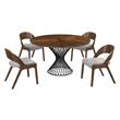 Armen Living Cirque Polly 5-Piece Wood Dining Table & Chair Set in Walnut/Gray