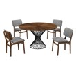 Armen Living Cirque Lima 5-Piece Wood Dining Table & Chair Set in Walnut/Gray