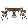 Armen Living Cirque Jackie 5-Piece Wood Dining Table & Chair Set in Walnut/Gray