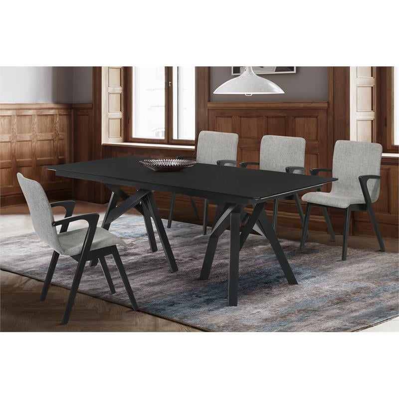 Armen Living Cortina Varde 5PC Wood Dining Table and Chair Set in Black/Gray