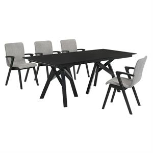 cortina varde 5 piece black dining table and chair set