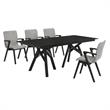 Armen Living Cortina Varde 5PC Wood Dining Table and Chair Set in Black/Gray