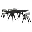 Armen Living Cortina Rowan 5PC Wood Dining Table and Chair Set in Black/Gray