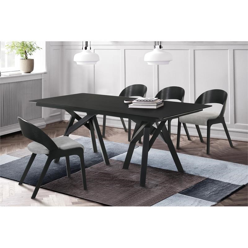 Armen Living Cortina Polly 5PC Wood Dining Table and Chair Set in Black/Gray